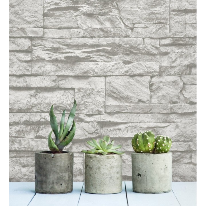 Papel pintado piedra pizarra blanca superlavable vinílico - Israel 453147