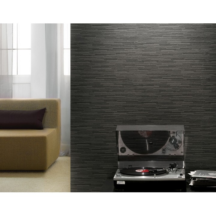 Papel pintado pared de ladrillos de piedra finos oscuro - Morello 453151