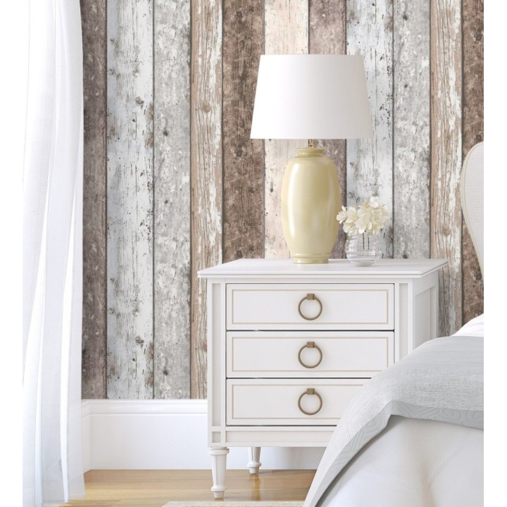 Papel pintado imitación madera decapada estilo vintage - Madeira 3 453155