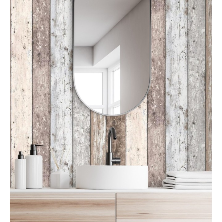 Papel pintado imitación madera decapada estilo vintage - Madeira 3 453155