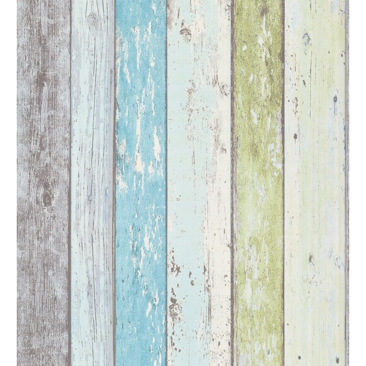 Papel pintado imitación madera decapada turquesa estilo tropical - Madeira 3 453157