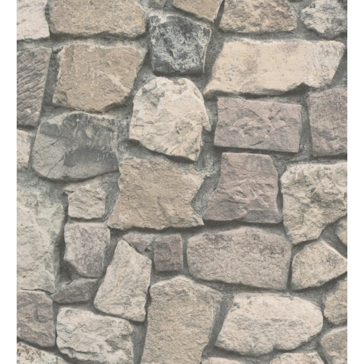 Papel pintado pared de piedra rústica marrones y grises - Cirano 453159
