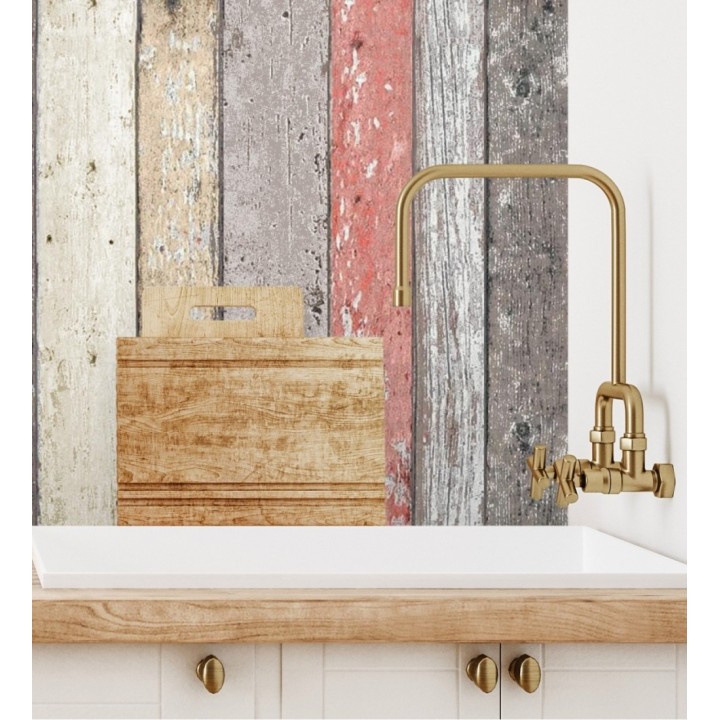 Papel pintado madera decapada tono coral estilo rústico - Madeira 3 453166