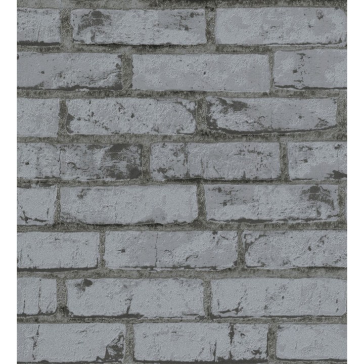 Papel pintado industrial imitación ladrillo gris marengo - Nevada 453170