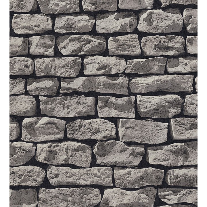 Papel pintado muro de piedra estilo rústico color gris - Marius 453173