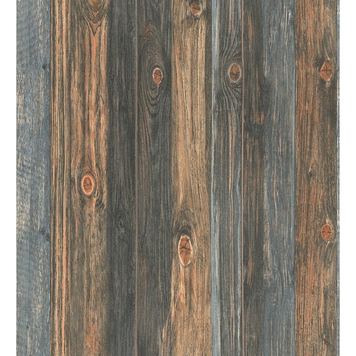 Papel pintado madera natural y azul pálido estilo rústico - Duala 453174