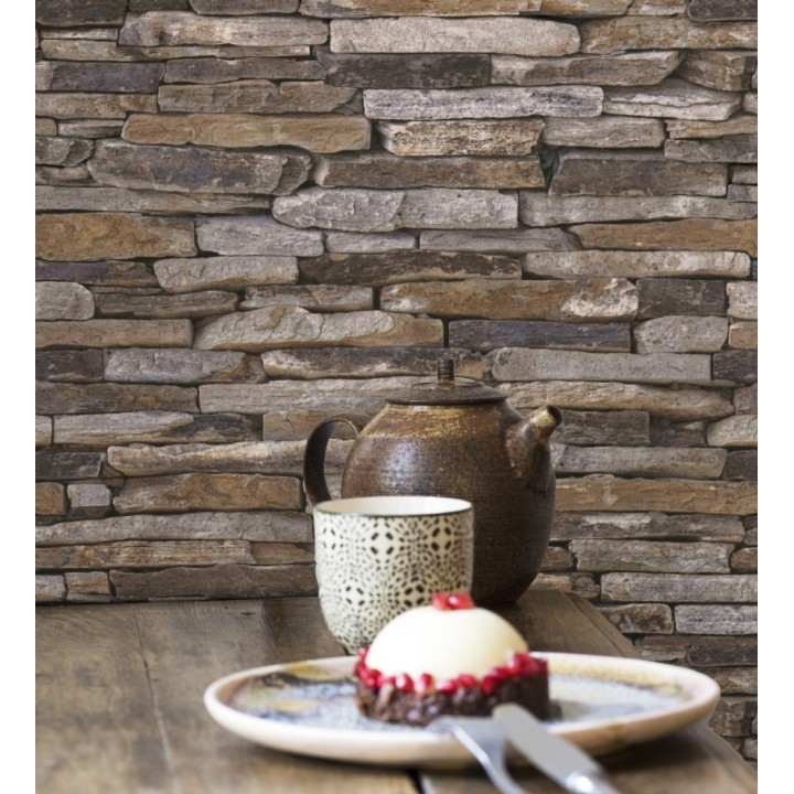 Papel pintado piedra pizarra superlavable vinílico - Grelon 453179