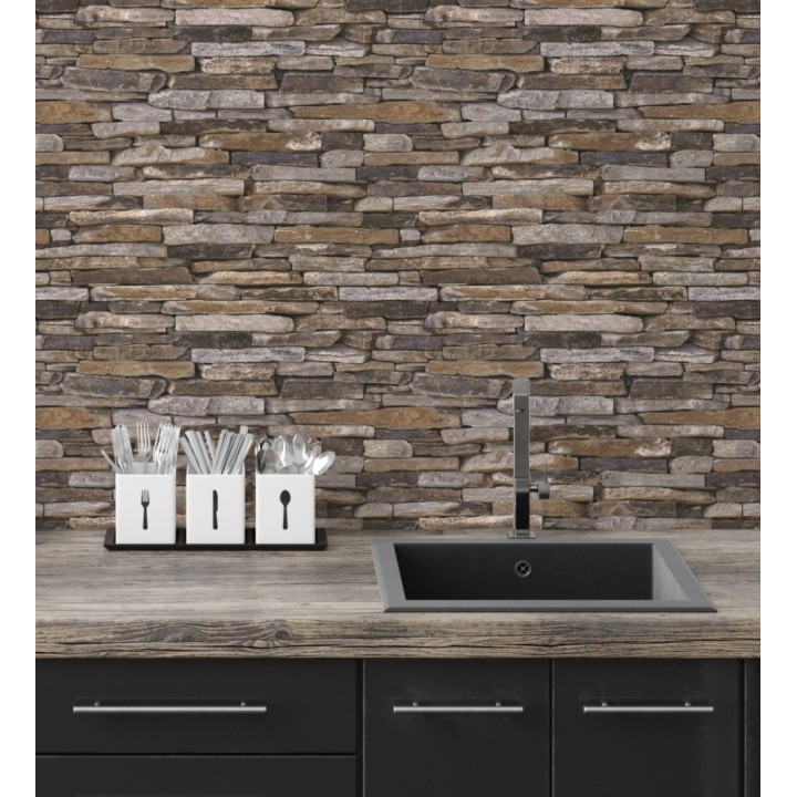 Papel pintado piedra pizarra superlavable vinílico - Grelon 453179