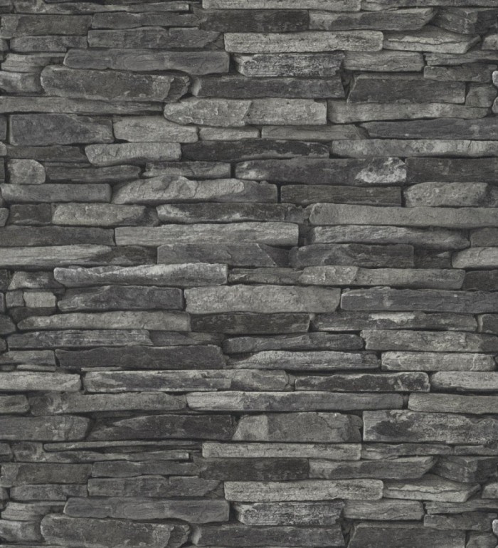 Papel pintado piedra pizarra negra superlavable vinílico - Grelon 453180
