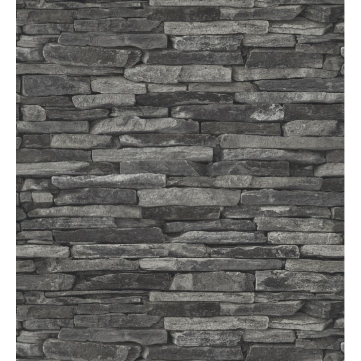 Papel pintado piedra pizarra negra superlavable vinílico - Grelon 453180