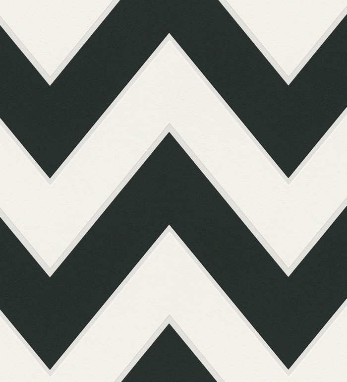 Papel pintado rayas zig zag retro blanco y negro - Spica 453306