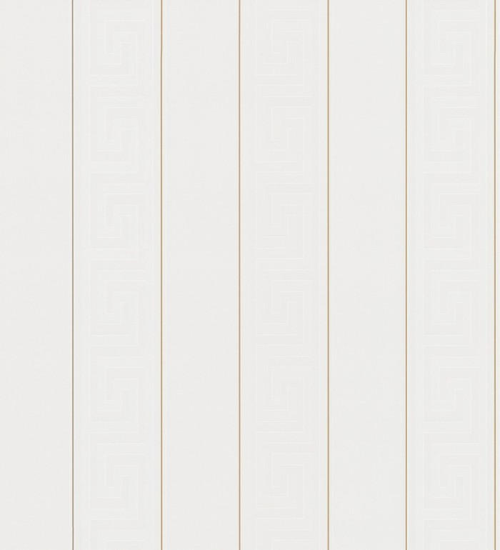 Papel pintado rayas finas doradas friso romano blanco - Raya Flavio 453388
