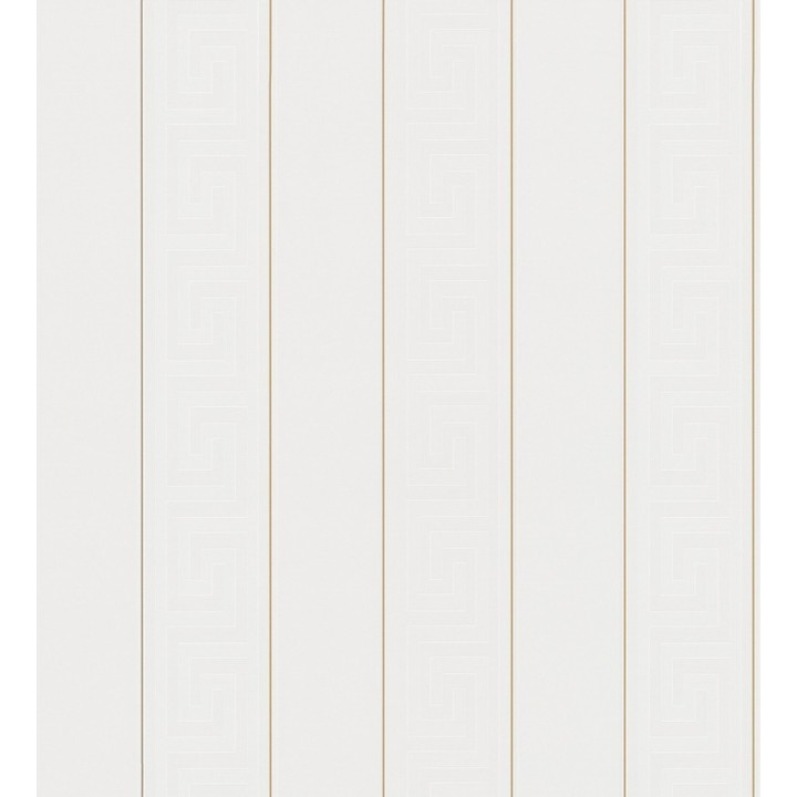 Papel pintado rayas finas doradas friso romano blanco - Raya Flavio 453388