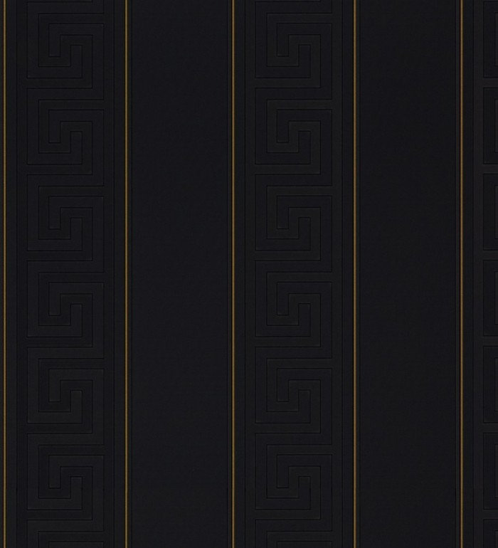 Papel pintado rayas finas dorado friso romano negro - Raya Flavio 453390