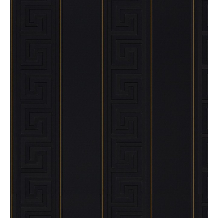 Papel pintado rayas finas dorado friso romano negro - Raya Flavio 453390