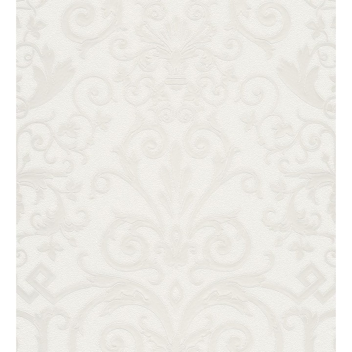 Papel pintado damasco barroco metalizado y blanco - Saltanis 453397