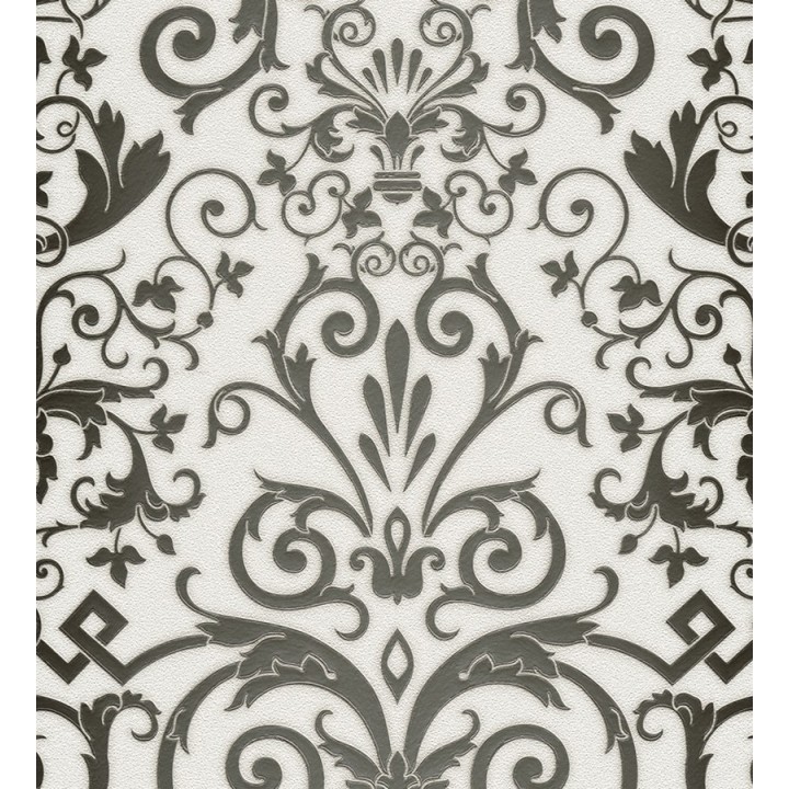 Papel pintado damasco barroco negro y blanco - Saltanis 453398
