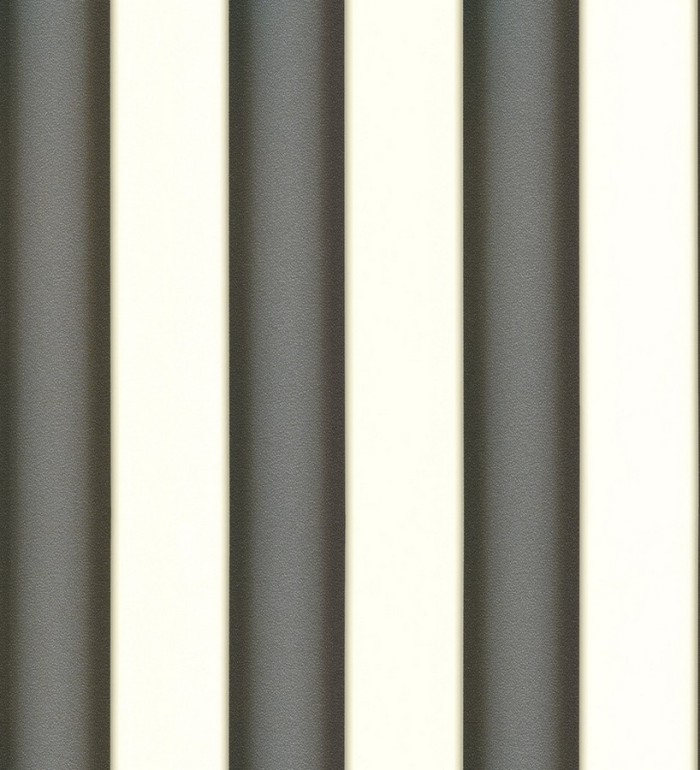 Papel pintado rayas clásicas negro metalizado y blanco - Raya Saltanis 453403