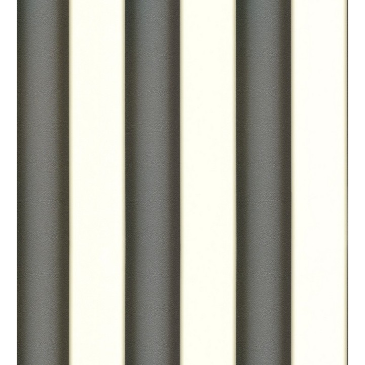 Papel pintado rayas clásicas negro metalizado y blanco - Raya Saltanis 453403