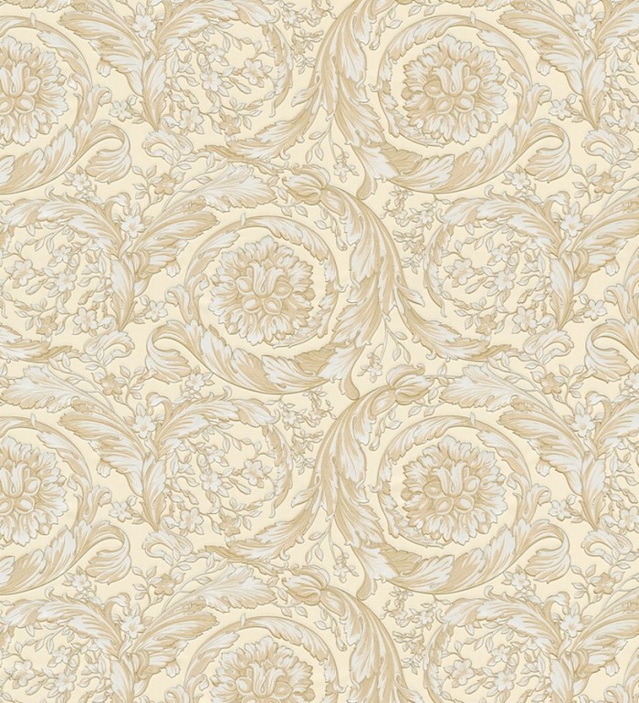 Papel pintado barroco italiano beige crema de lujo - Orsini 453428