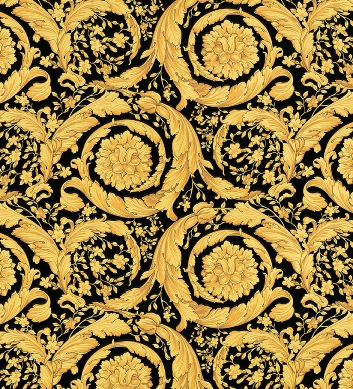 Papel pintado barroco italiano dorado fondo negro de lujo - Orsini 453431