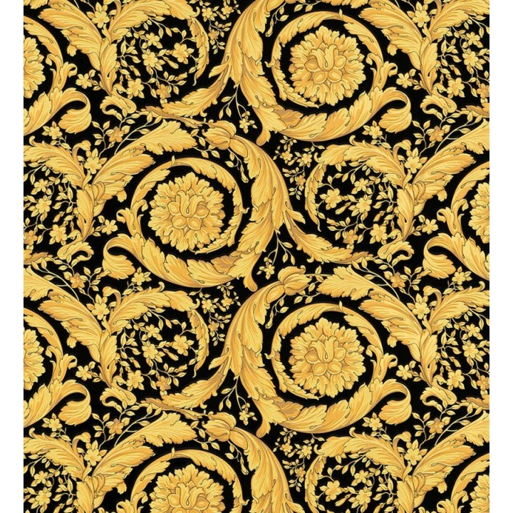 Papel pintado barroco italiano dorado fondo negro de lujo - Orsini 453431