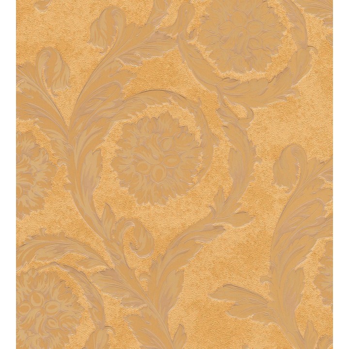 Papel pintado flores-volutas barroco cobre metalizado - Fancelli 453441