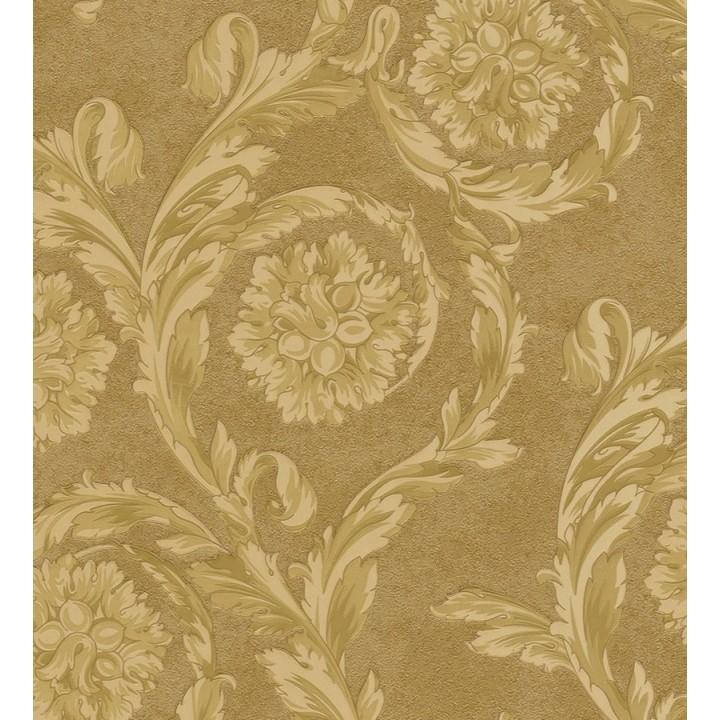 Papel pintado flores-volutas barroco dorado metalizado - Fancelli 453442