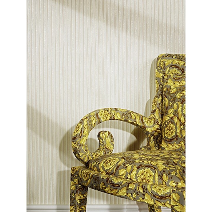 Papel pintado rayas finas blanco metalizado - Raya Lulú 453448