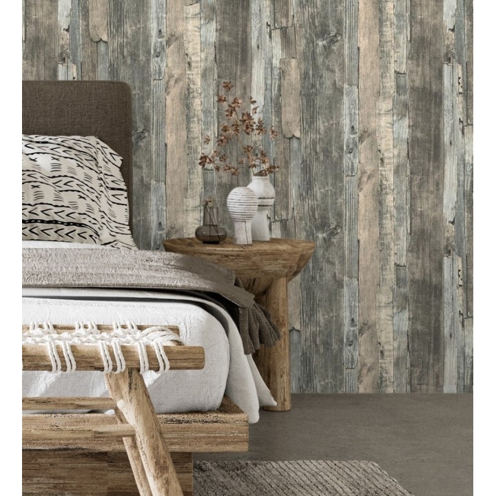 Papel pintado madera desgastada natural estilo rústico - Antares 453785