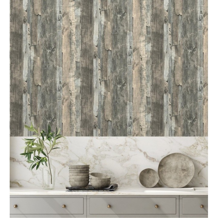 Papel pintado madera desgastada natural estilo rústico - Antares 453785