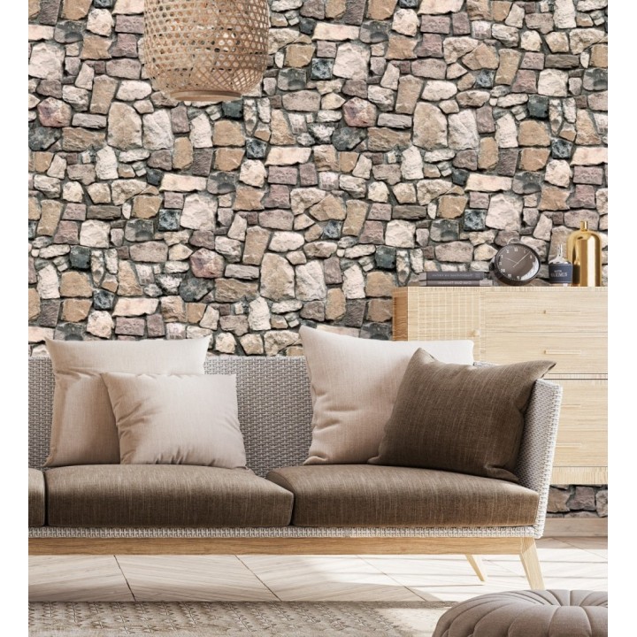 Papel pintado muro de piedra rústico - Salonio 453840