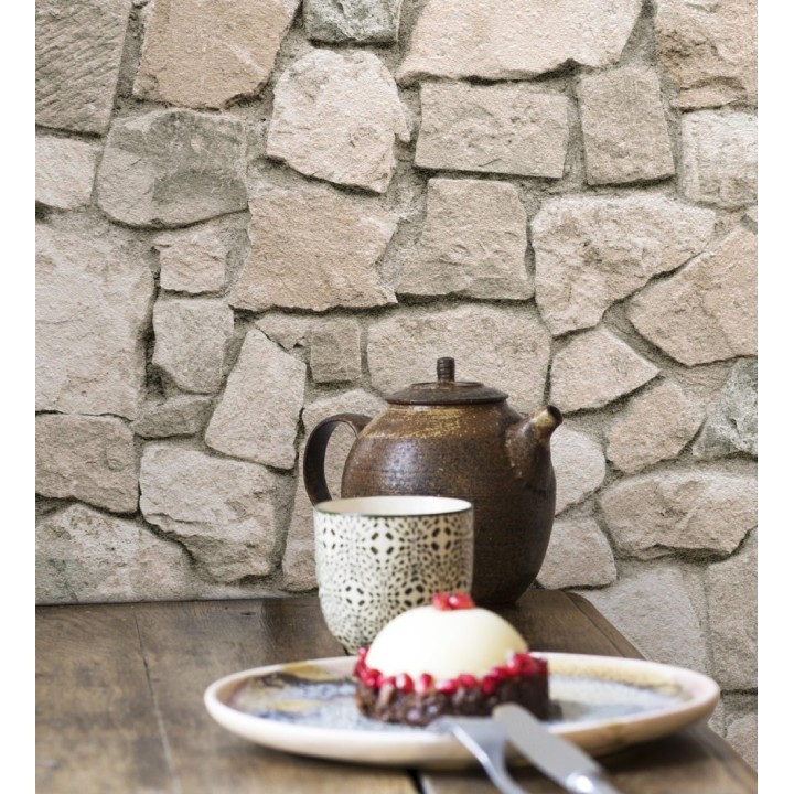 Papel pintado muro de piedra rústico claro - Salonio 453841