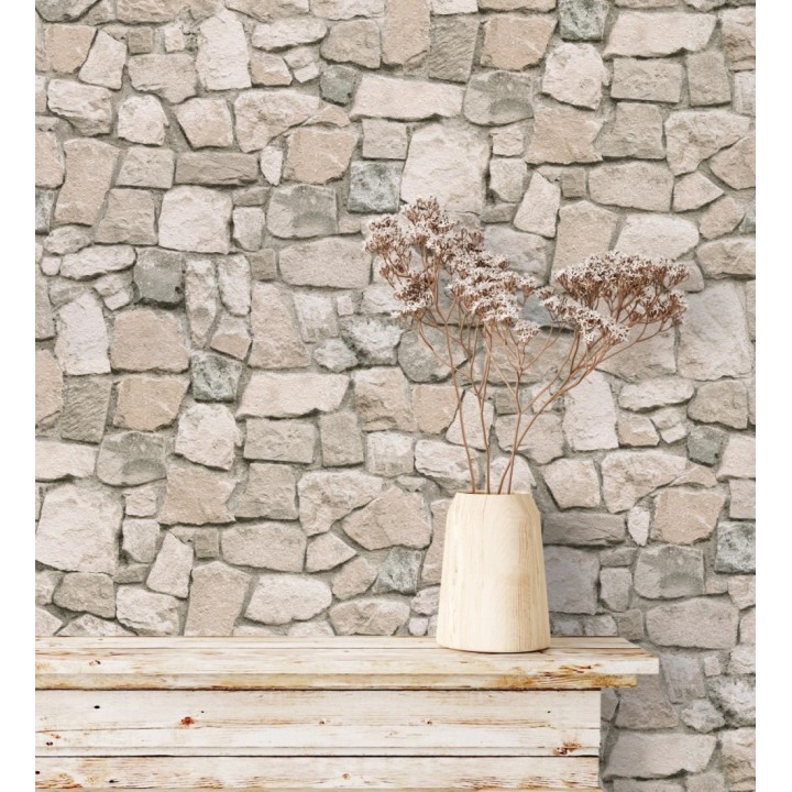 Papel pintado muro de piedra rústico claro - Salonio 453841