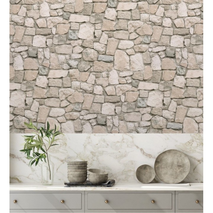 Papel pintado muro de piedra rústico claro - Salonio 453841