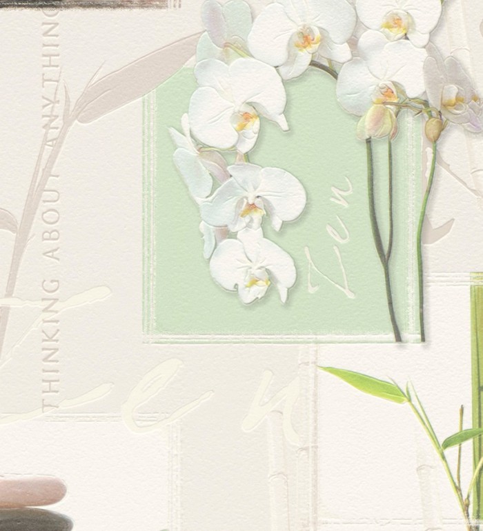Papel pintado japonés orquídeas y cañas de bambú - Kyoka 453853