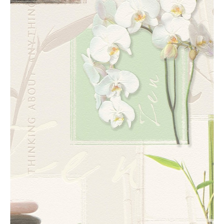 Papel pintado japonés orquídeas y cañas de bambú - Kyoka 453853
