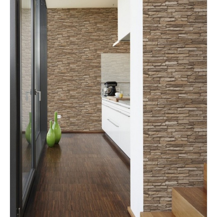 Papel pintado efecto piedra pizarra superlavable vinílico - Didio 453870