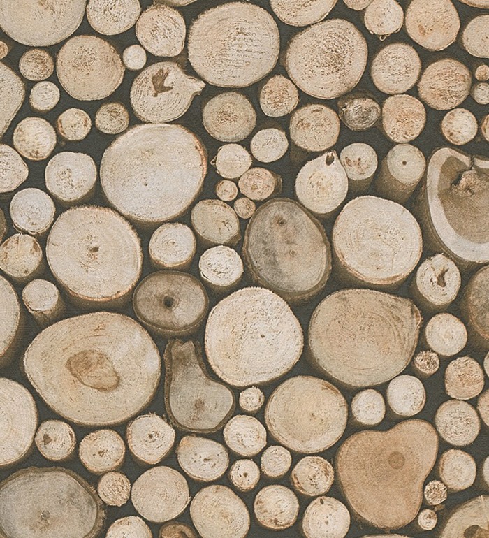 Papel pintado imitación troncos de madera estilo rústico - Orzán 453875