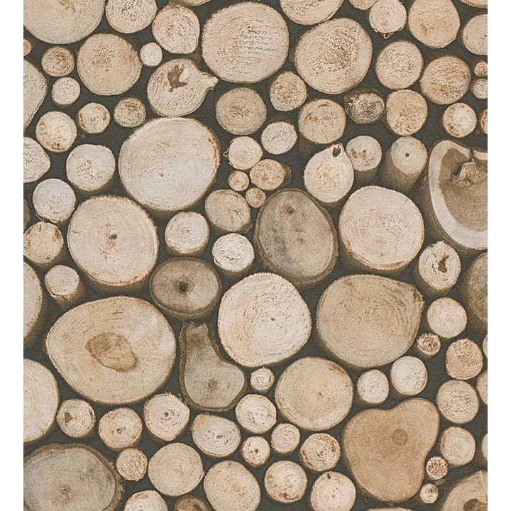 Papel pintado imitación troncos de madera estilo rústico - Orzán 453875