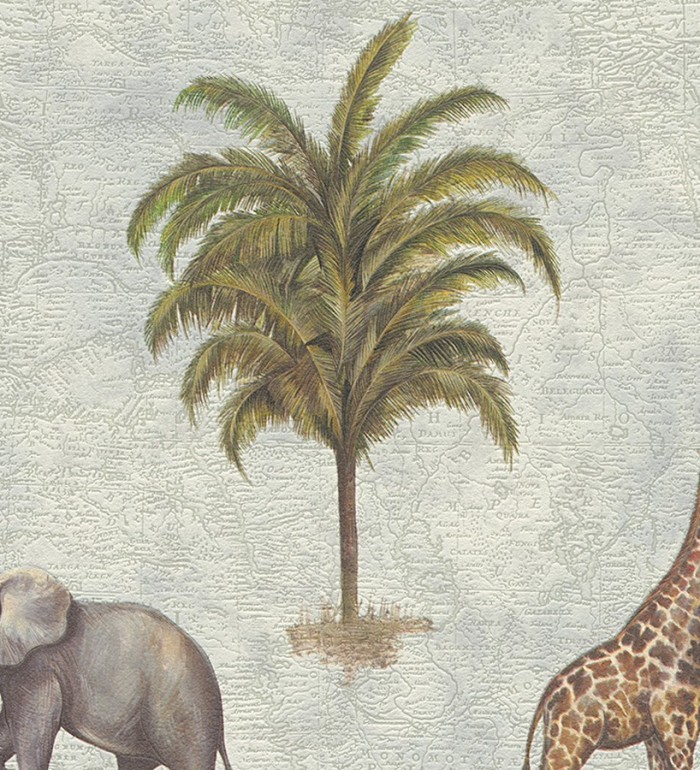 Papel pintado jirafas y elefantes de safari africano - Elephas 453890