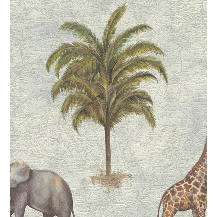 Papel pintado jirafas y elefantes de safari africano - Elephas 453890