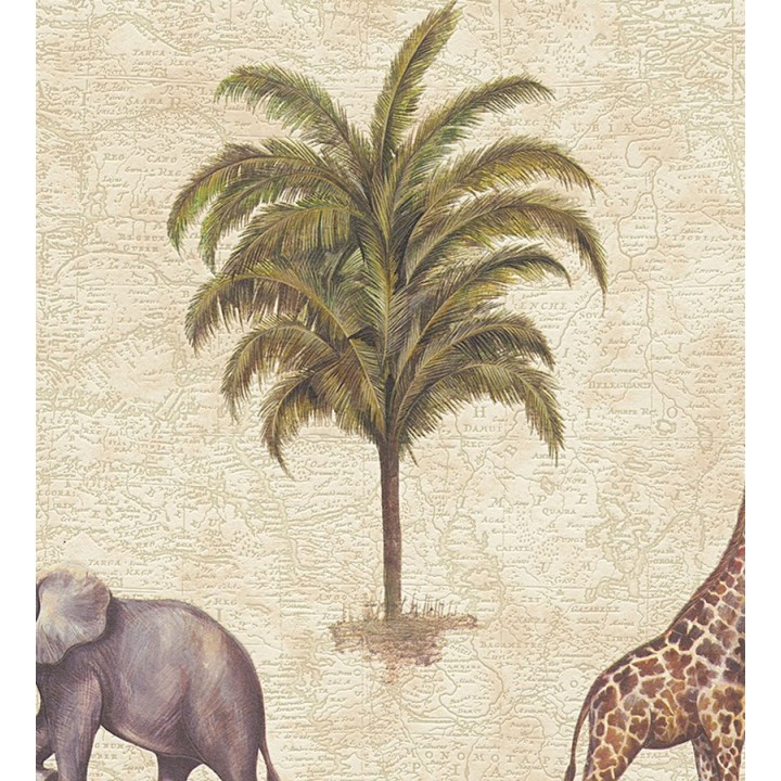 Papel pintado jirafas y elefantes de safari africano - Elephas 453891