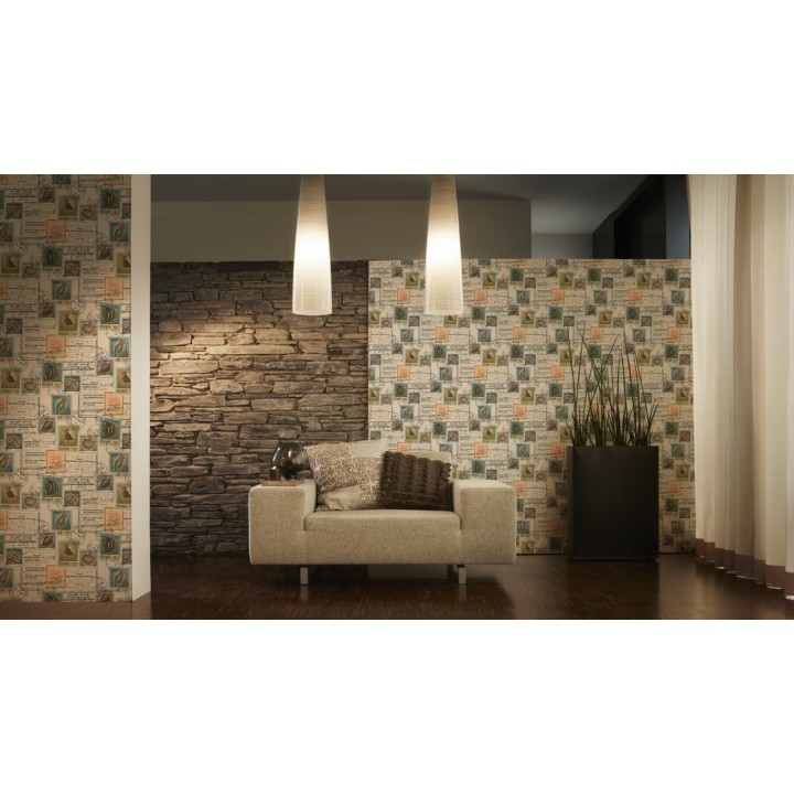 Papel pintado collage de sellos postales y de viajes - Adéle 453893