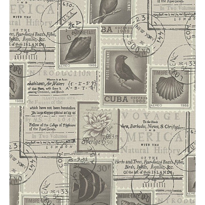 Papel pintado collage de sellos postales y viajes - Adéle 453894