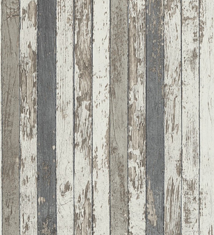 Papel pintado madera decapada blanca y gris estilo nórdico - Laredo 453896