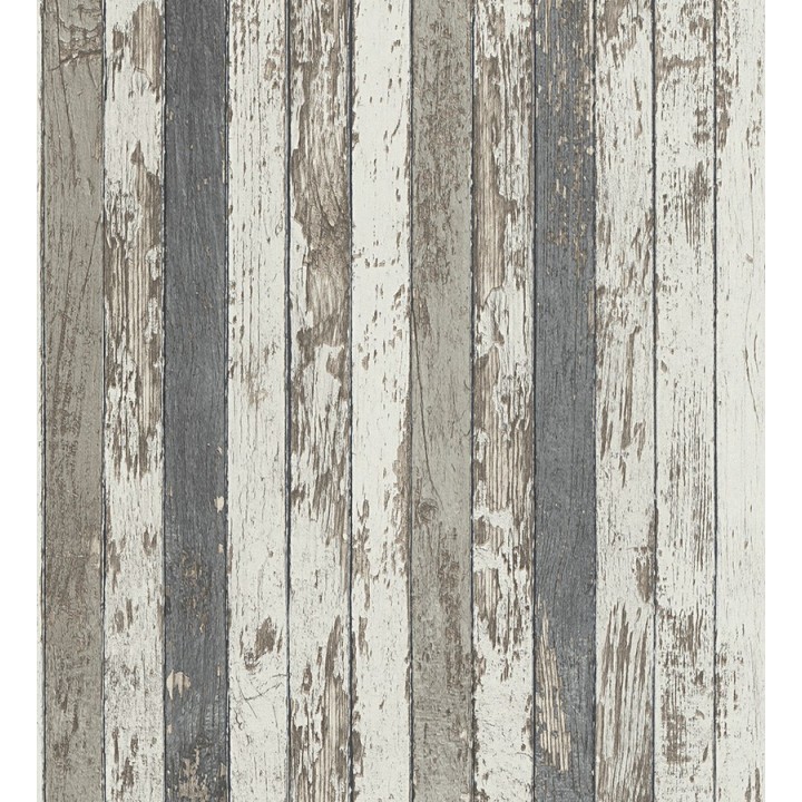 Papel pintado madera decapada blanca y gris estilo nórdico - Laredo 453896