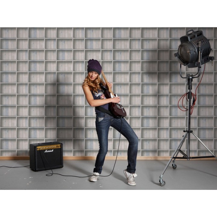 Papel pintado estantería de madera estilo nórdico - Belay 453909