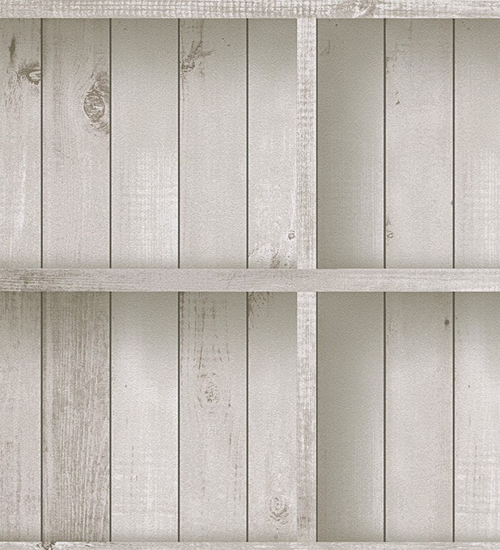 Papel pintado estantería de madera blanca estilo nórdico - Belay 453910