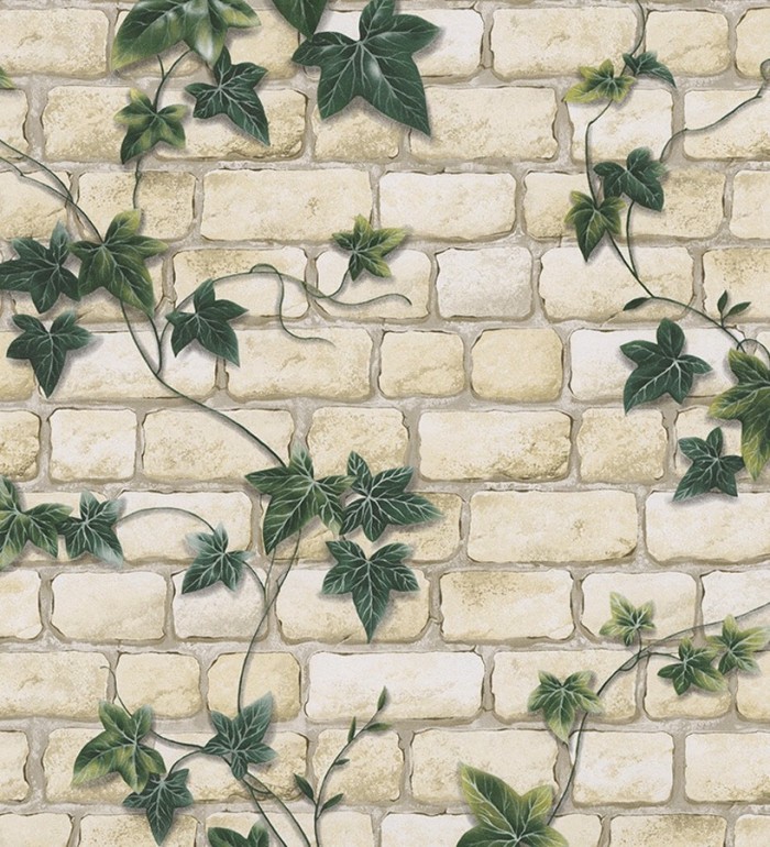 Papel pintado muro de ladrillo con plantas enredadera - Cassinia 453911